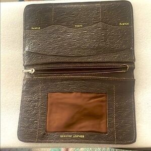 Vintage 1960s Brown Leather Men's Multi Compartment Wallet Double Zipper 6.5x4